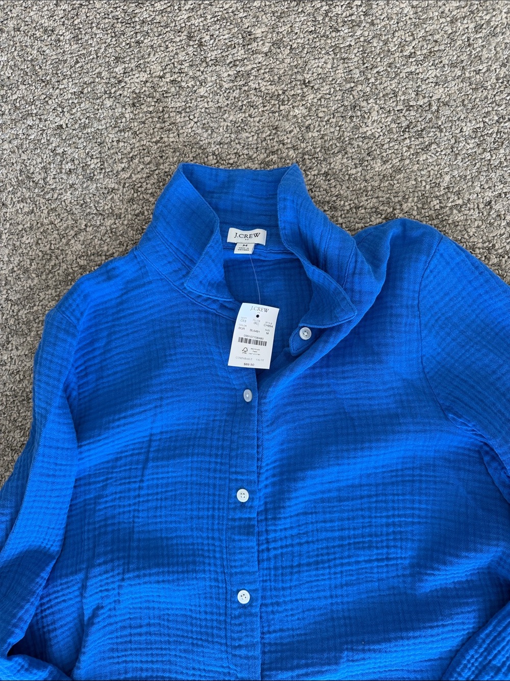 J. Crew Factory Women’s Blue Button-down Gauze Tunic Cover-up Resort Size medium - Picture 3 of 3